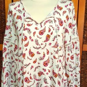 Paisley Floral Balloon Sleeve Top